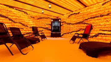 Sauna, steam room, body treatments, body wraps, body scrubs, facials