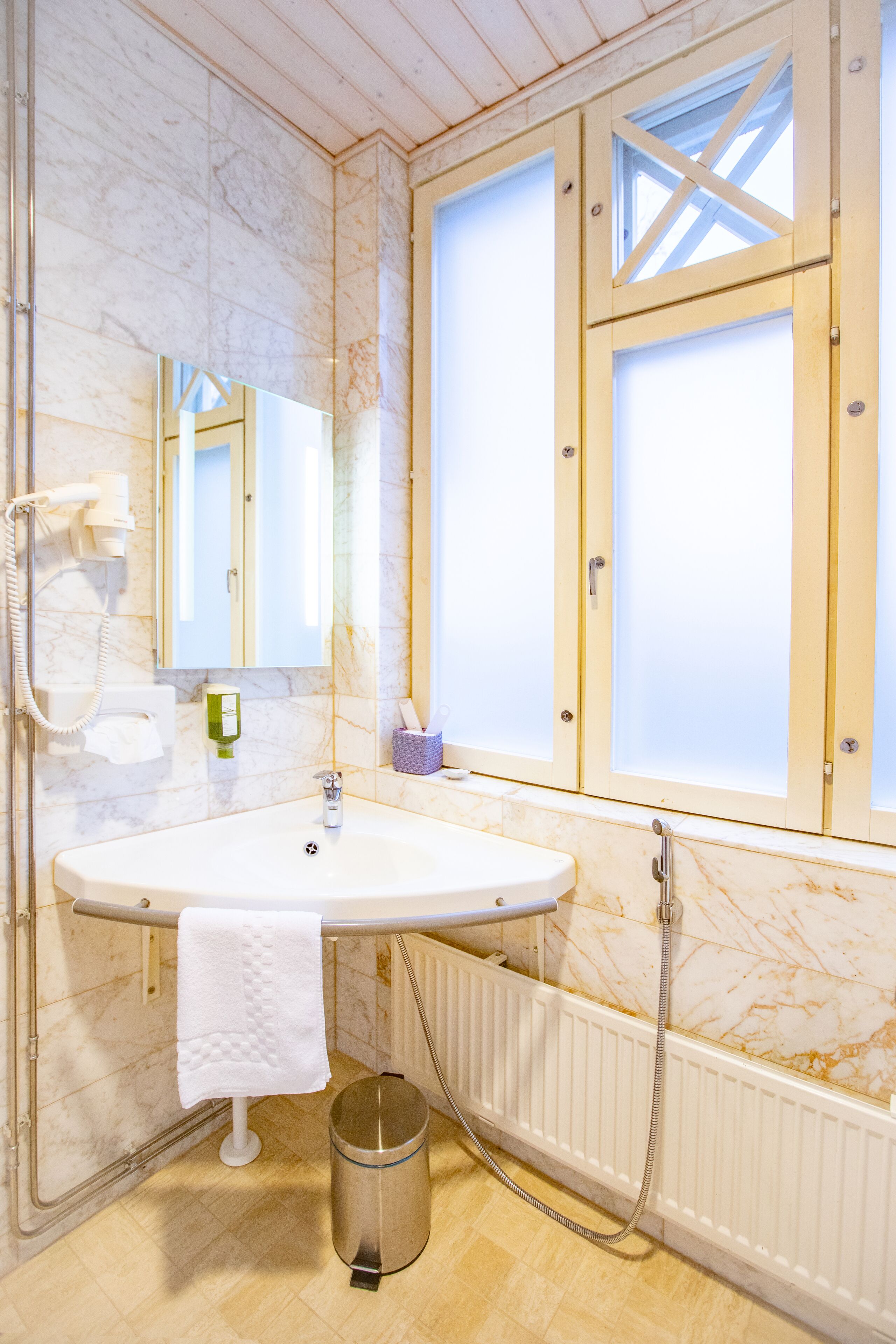 superior room | bathroom | shower, hair dryer, towels, soap