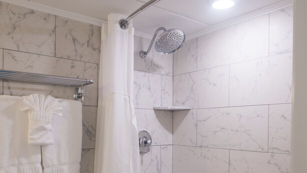A bathroom with a toilet, bathtub, and shower. - ICONA Avalon (Avalon)