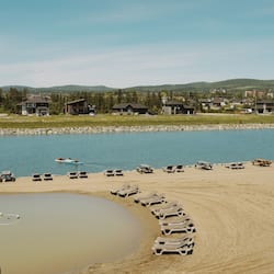 Private beach, beach umbrellas, kayaking, rowing