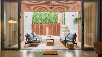 Deluxe-Apartment, 1 Schlafzimmer, zum Garten hin | Terrasse/Patio