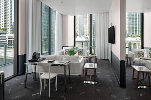 Signature Suite, 1 King Bed, City View (Balcony) | Living area | Flat-screen TV, pay movies - Dua Miami, Autograph Collection (Miami)