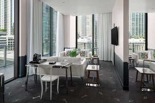 Flat-screen TV, pay movies