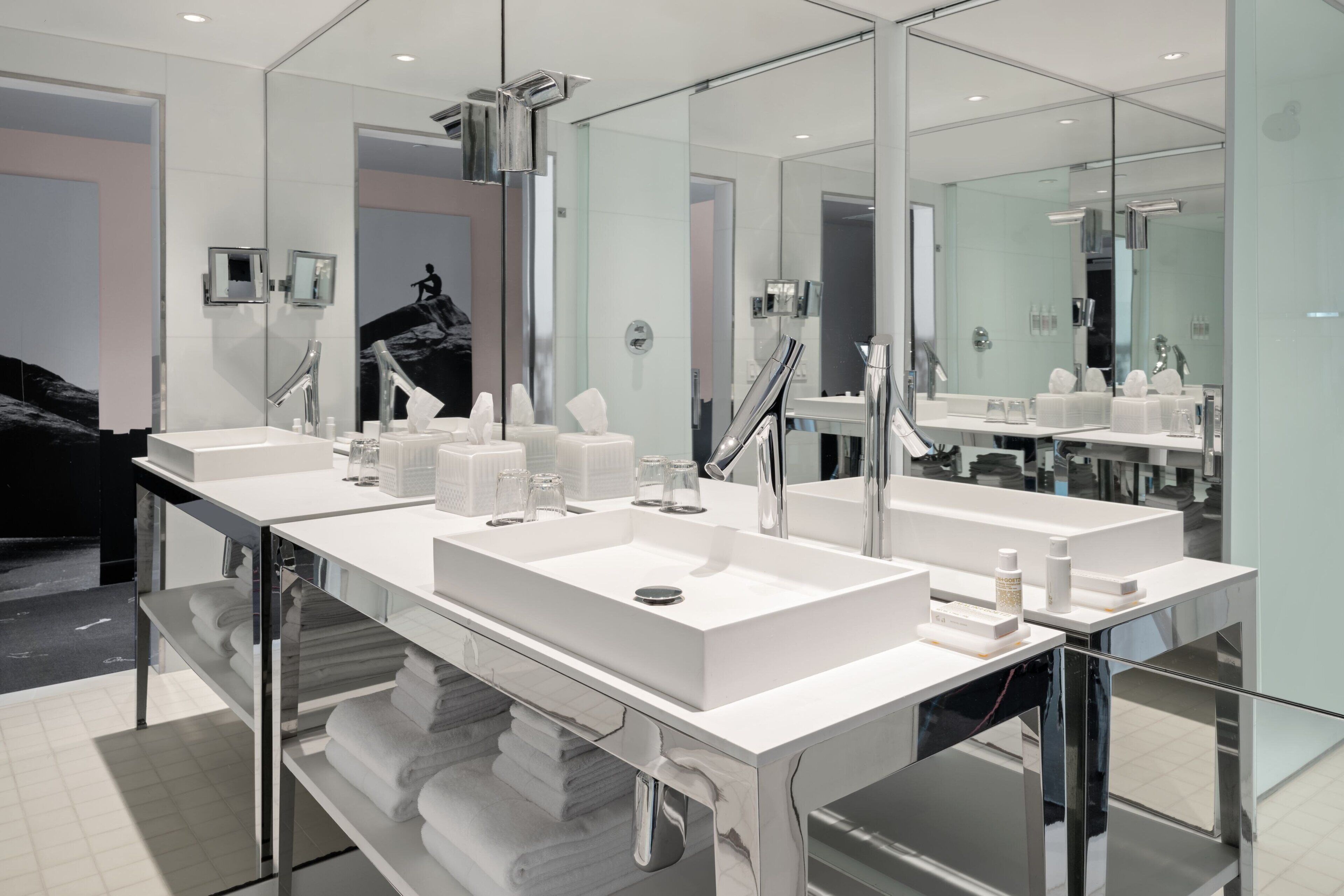 shower, rainfall showerhead, designer toiletries, hair dryer