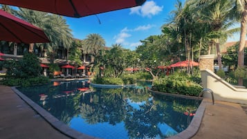 2 outdoor pools, pool umbrellas, sun loungers