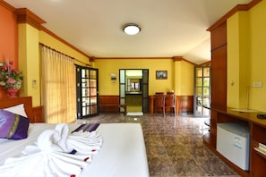 Blackout curtains, rollaway beds, free WiFi