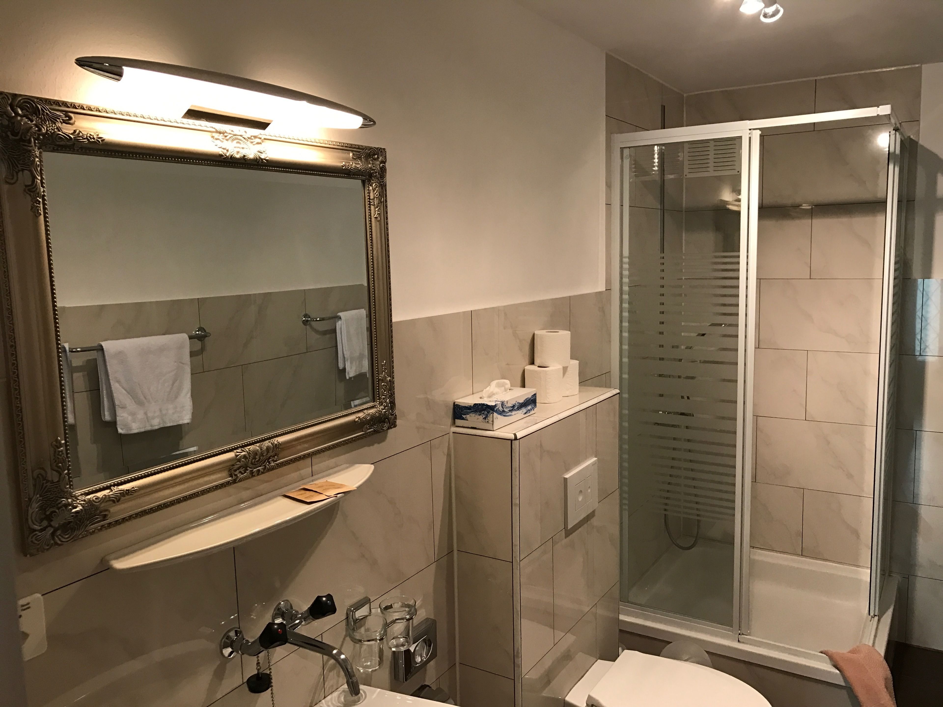 family room, 2 bedrooms, lake view | bathroom | shower, rainfall showerhead, free toiletries, towels