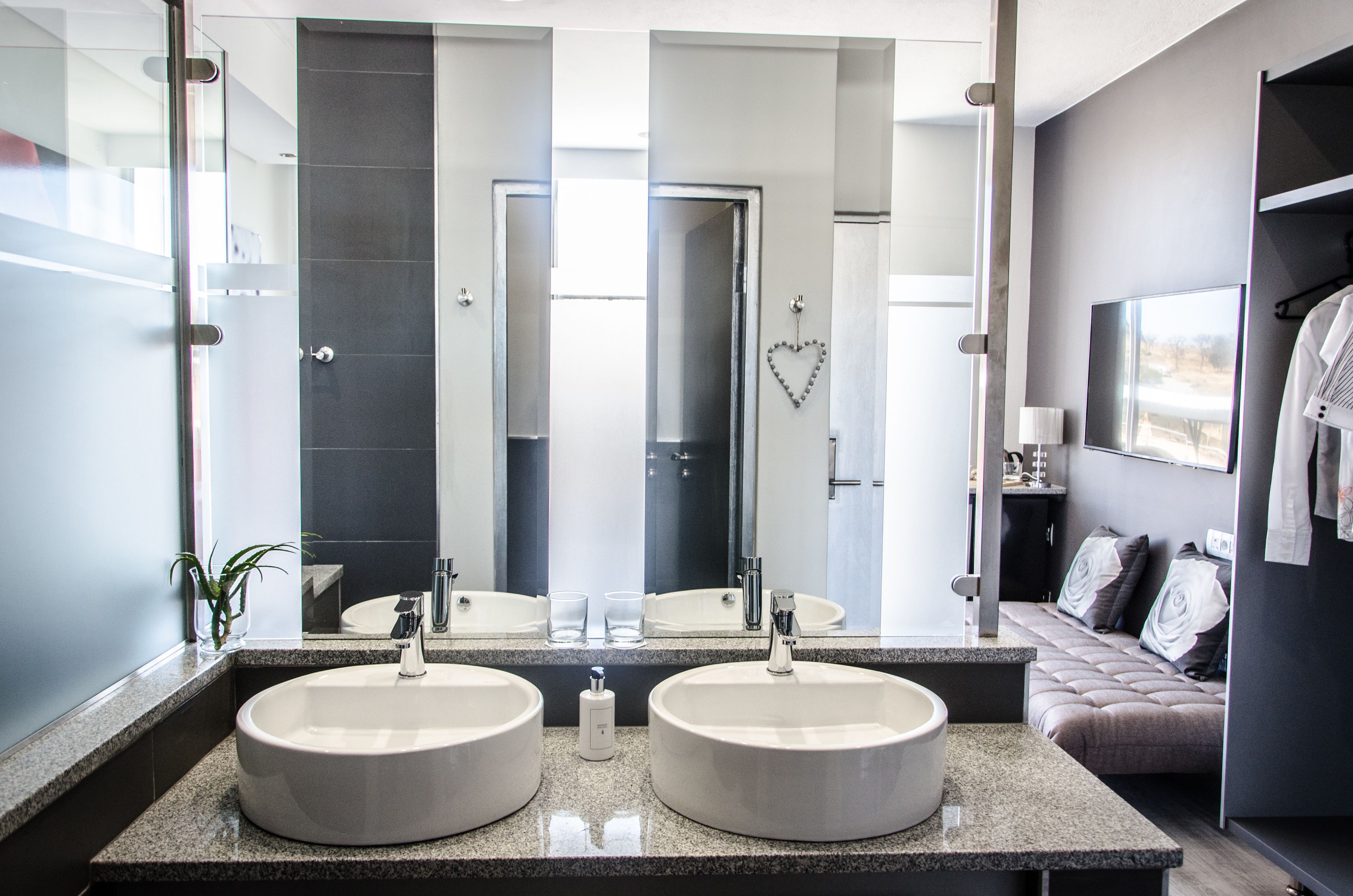 free toiletries, hair dryer, towels