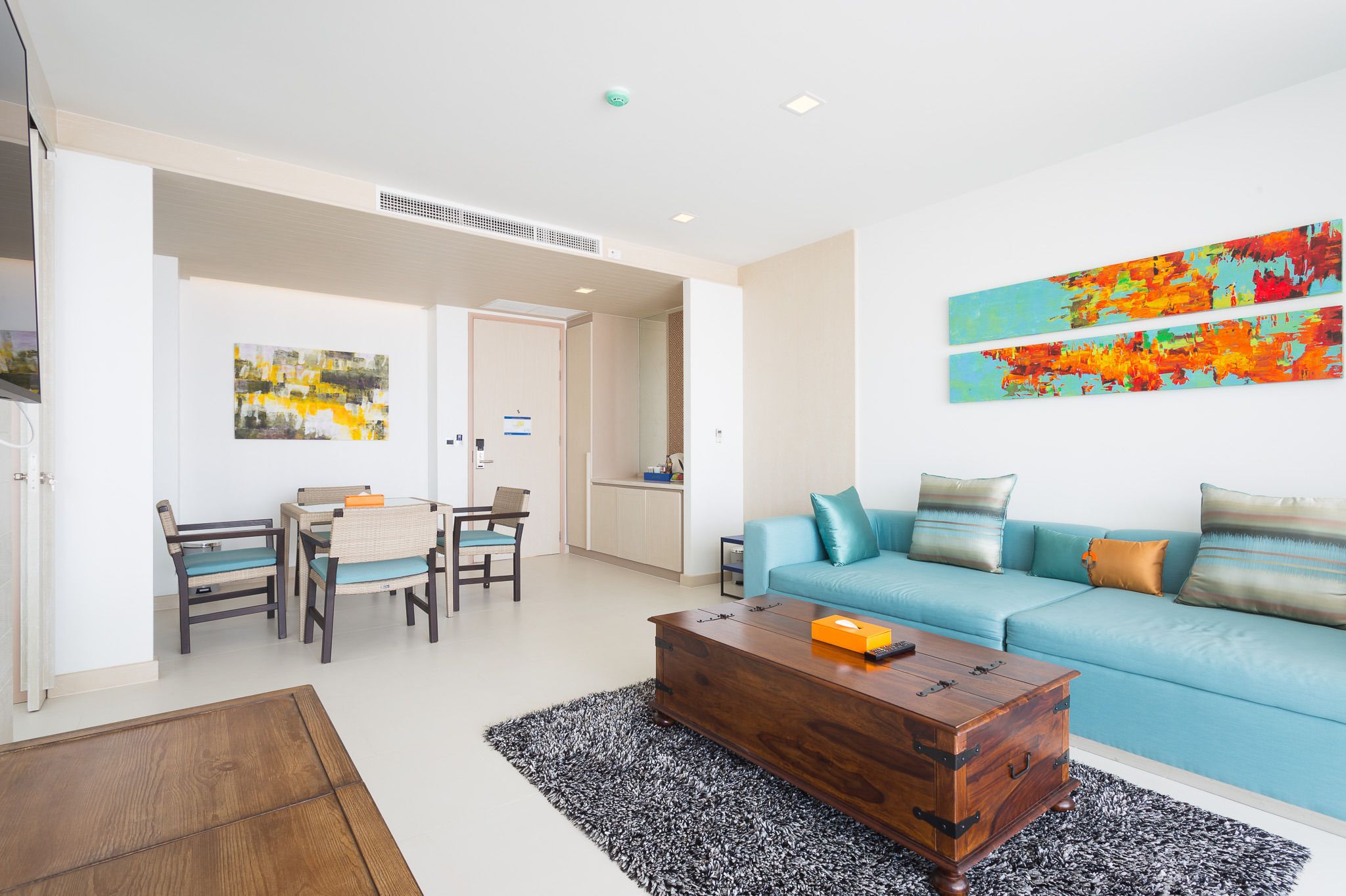 beachfront villa | living area | 48-inch led tv with satellite channels, tv