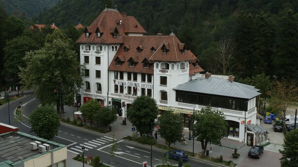 A hotel with a traditional architectural style, featuring multiple stories and a prominent entrance. - Hotel Rina Cerbul (Sinaia)