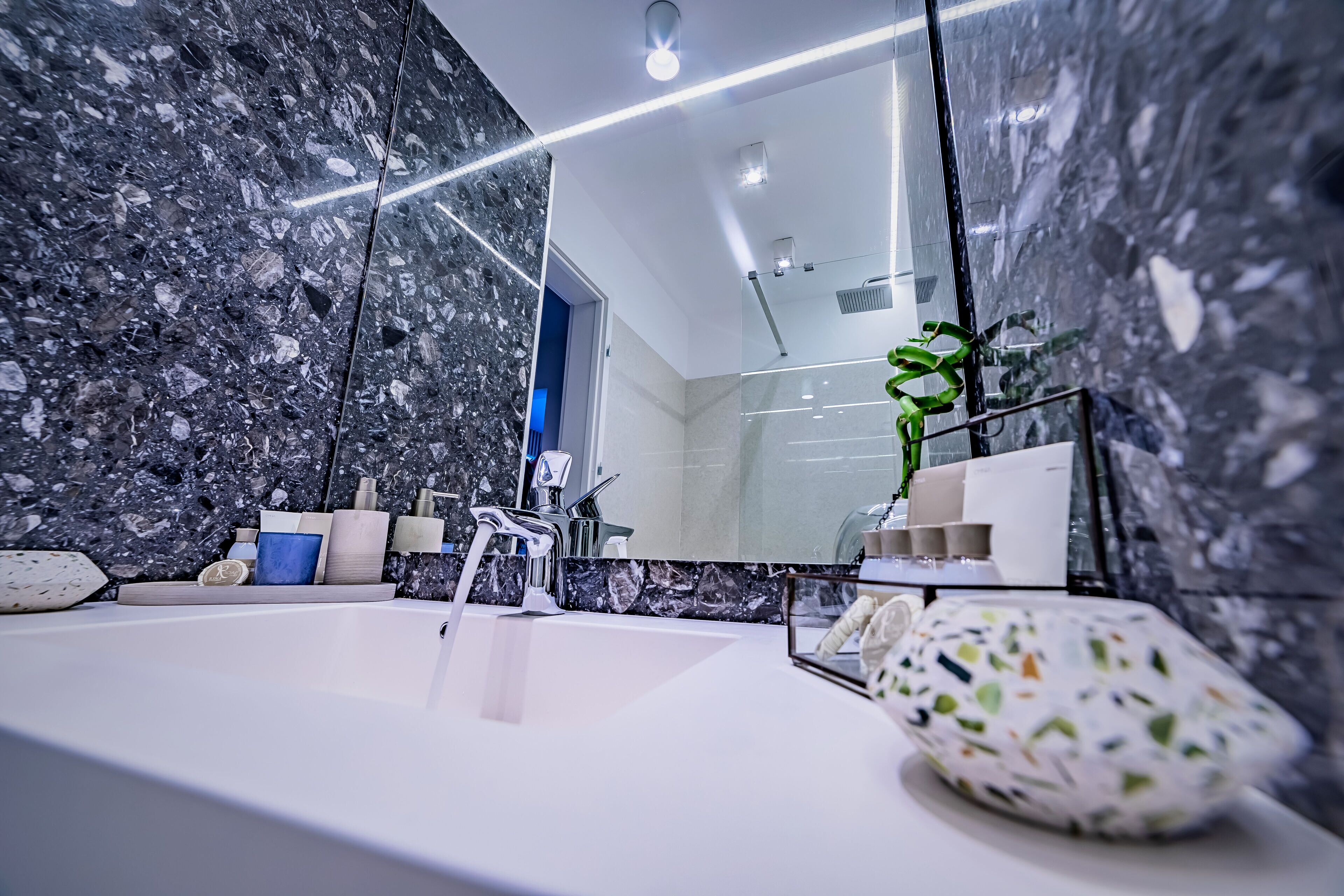 shower, free toiletries, hair dryer, bathrobes