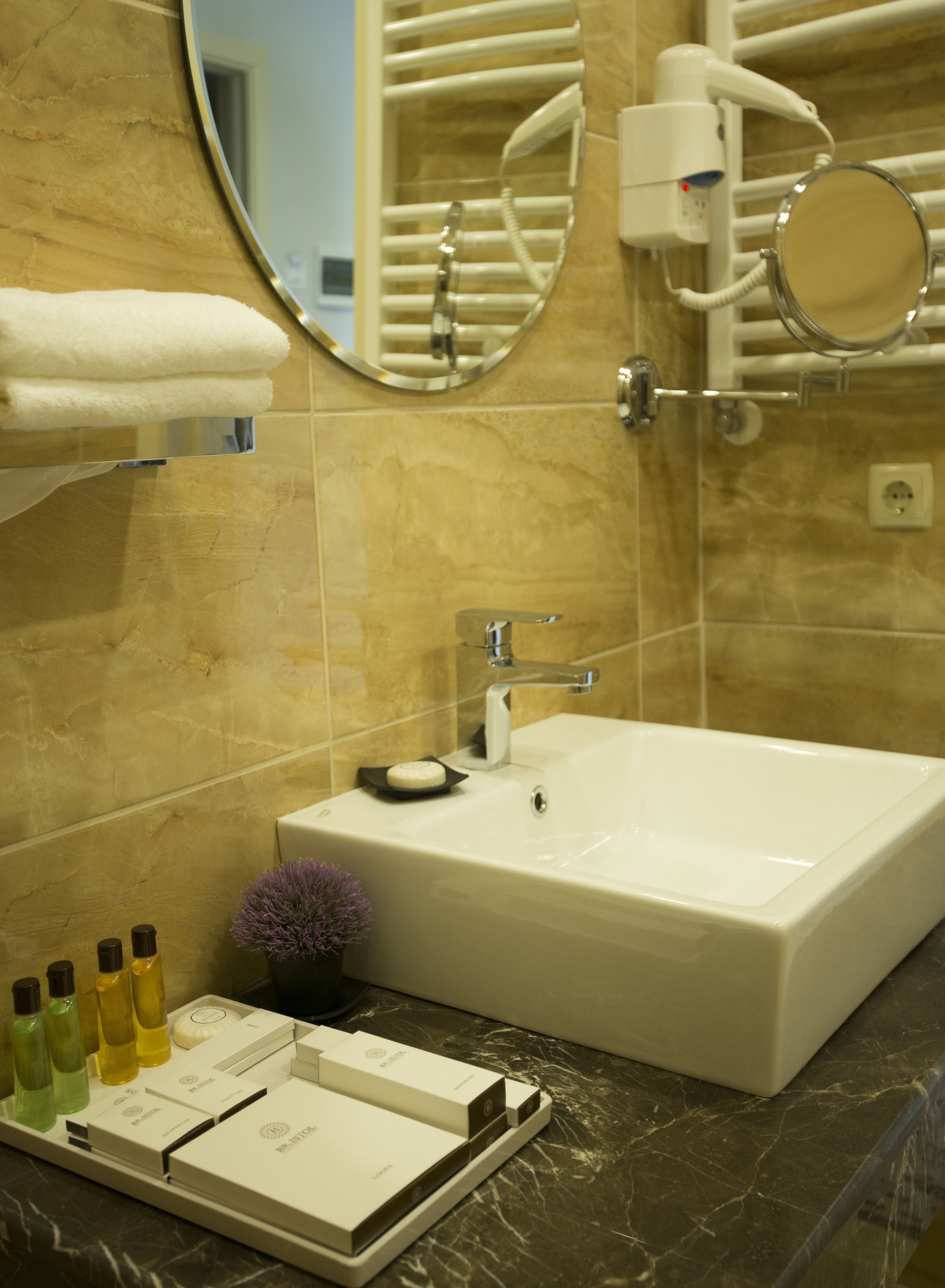 shower, designer toiletries, hair dryer, bathrobes