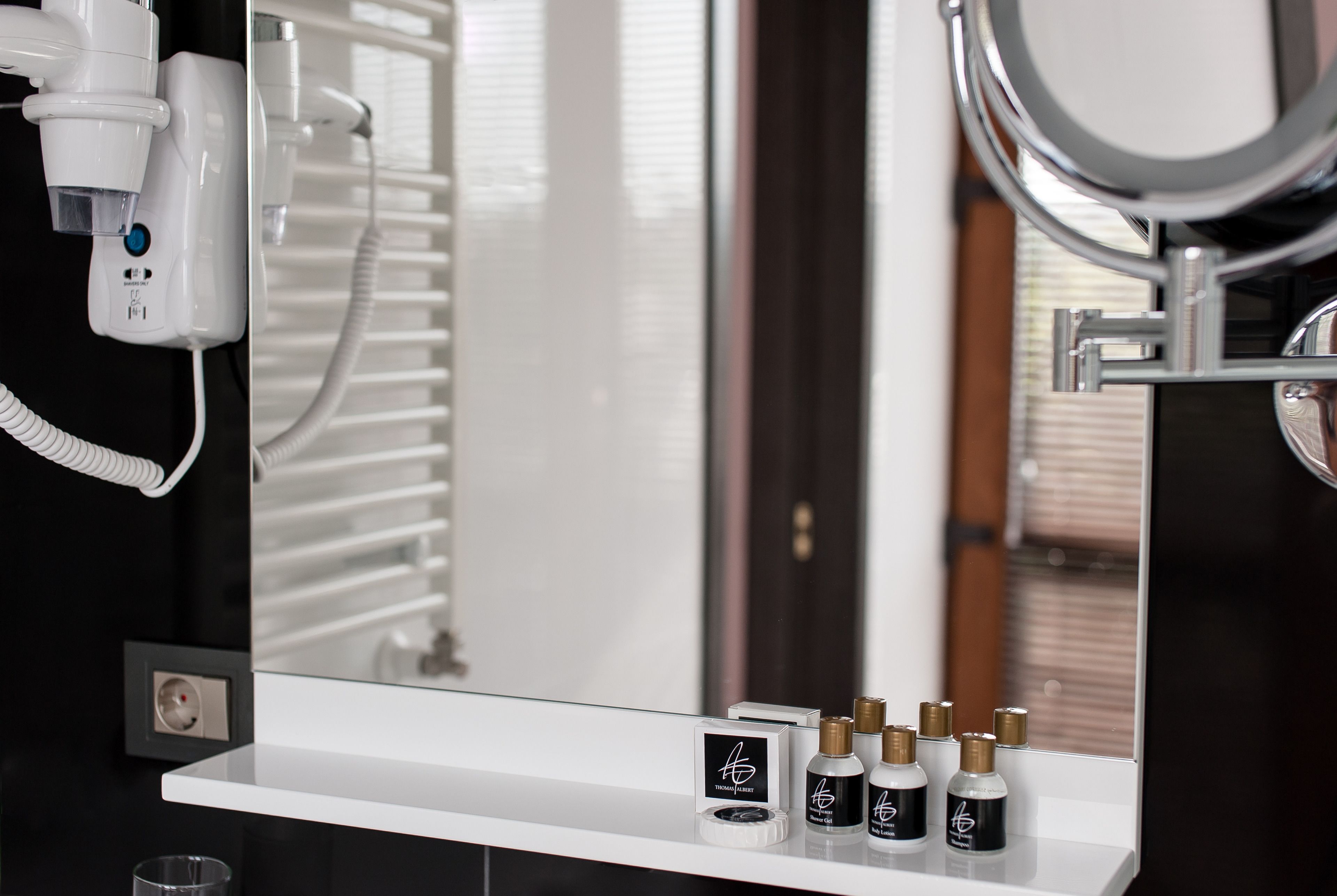 free toiletries, hair dryer, bathrobes, slippers