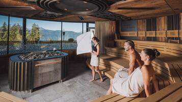 Couples treatment rooms, sauna, hot tub, steam room, body treatments