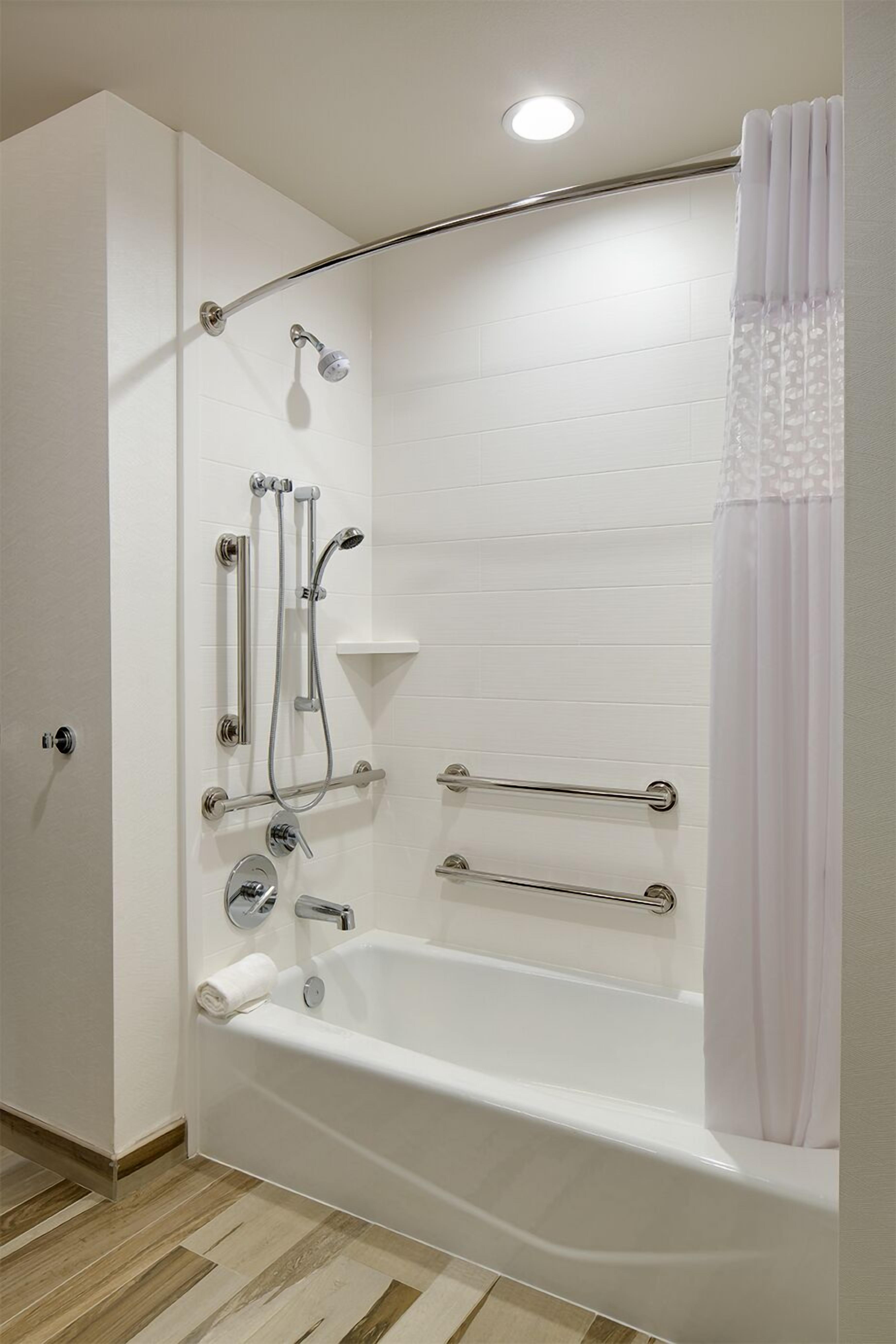 room, 2 queen beds, non smoking, refrigerator | bathroom shower