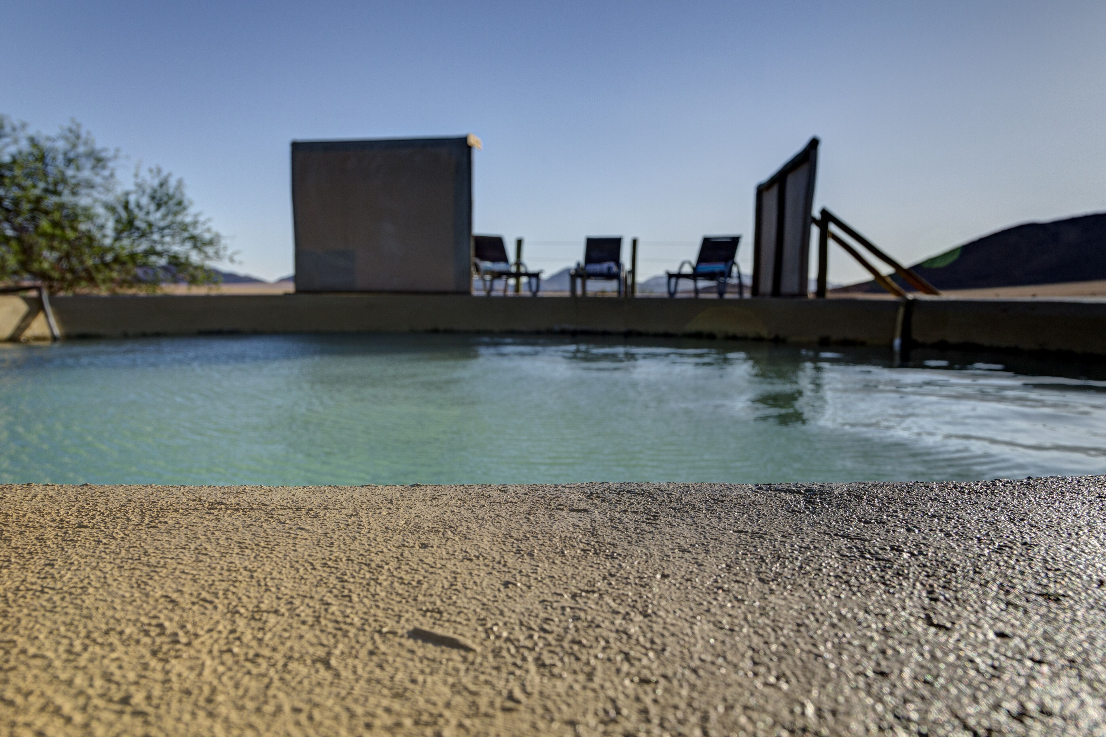 Outdoor pool, sun loungers