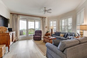 Condo, 3 Bedrooms | Living area | TV, DVD player - Ocean Place Condo with Direct Access to the Beach by RedAwning (Fernandina Beach)