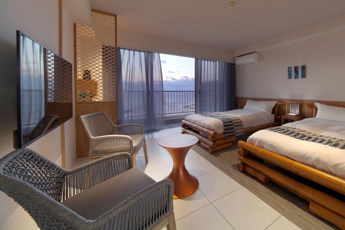 Premier Twin Room, Ocean View | Iron/ironing board (on request), individually decorated