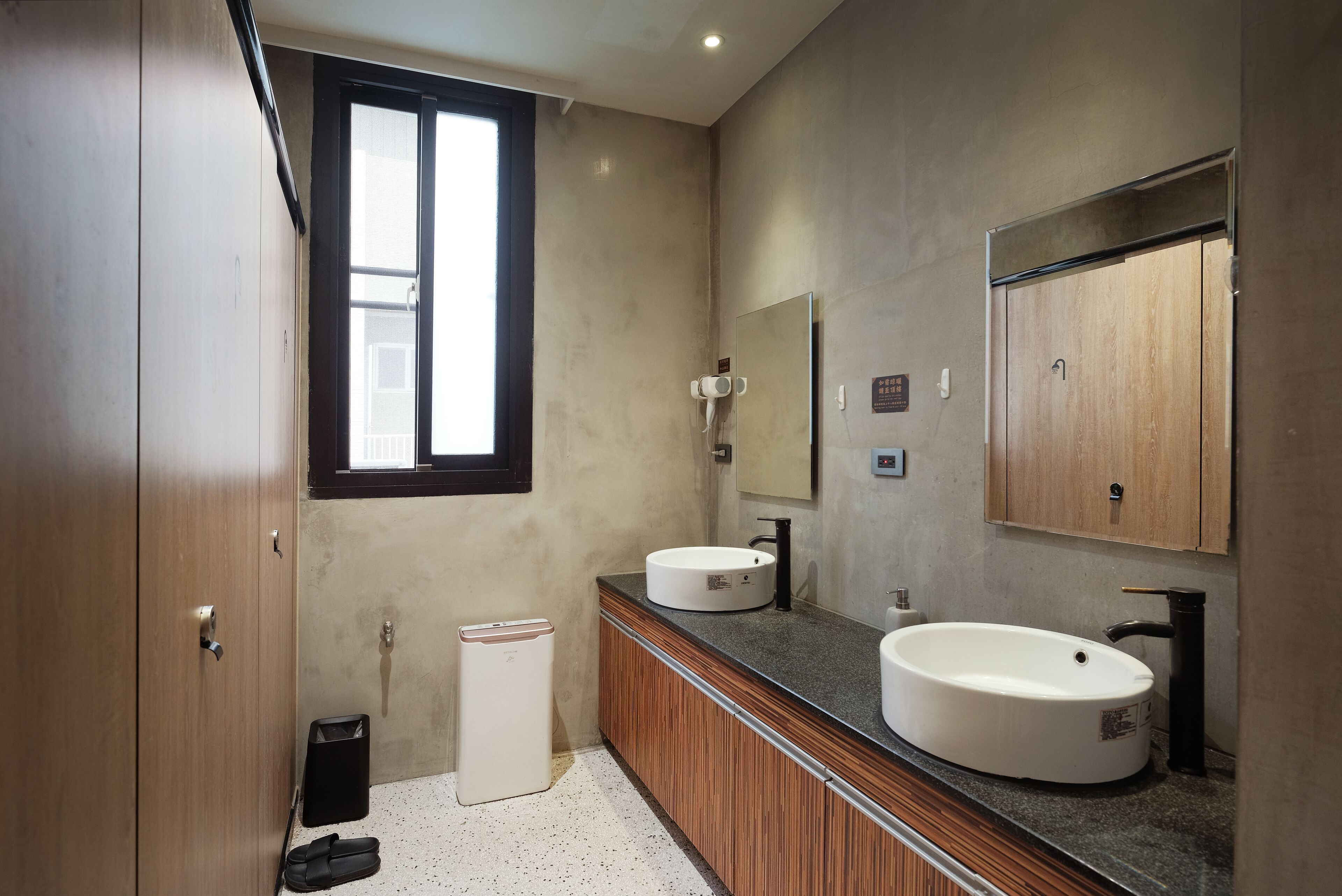 shower, hair dryer, slippers, bidet