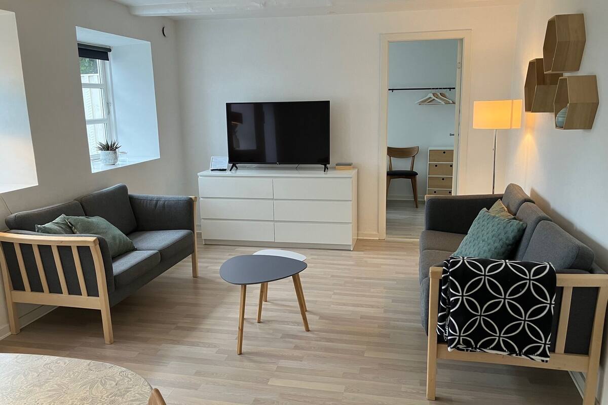 Familieleilighet, 2 soverom, terrasse, hageutsikt | Minibar, strykejern/-brett, wi-fi (inkludert) og individuelt dekorert