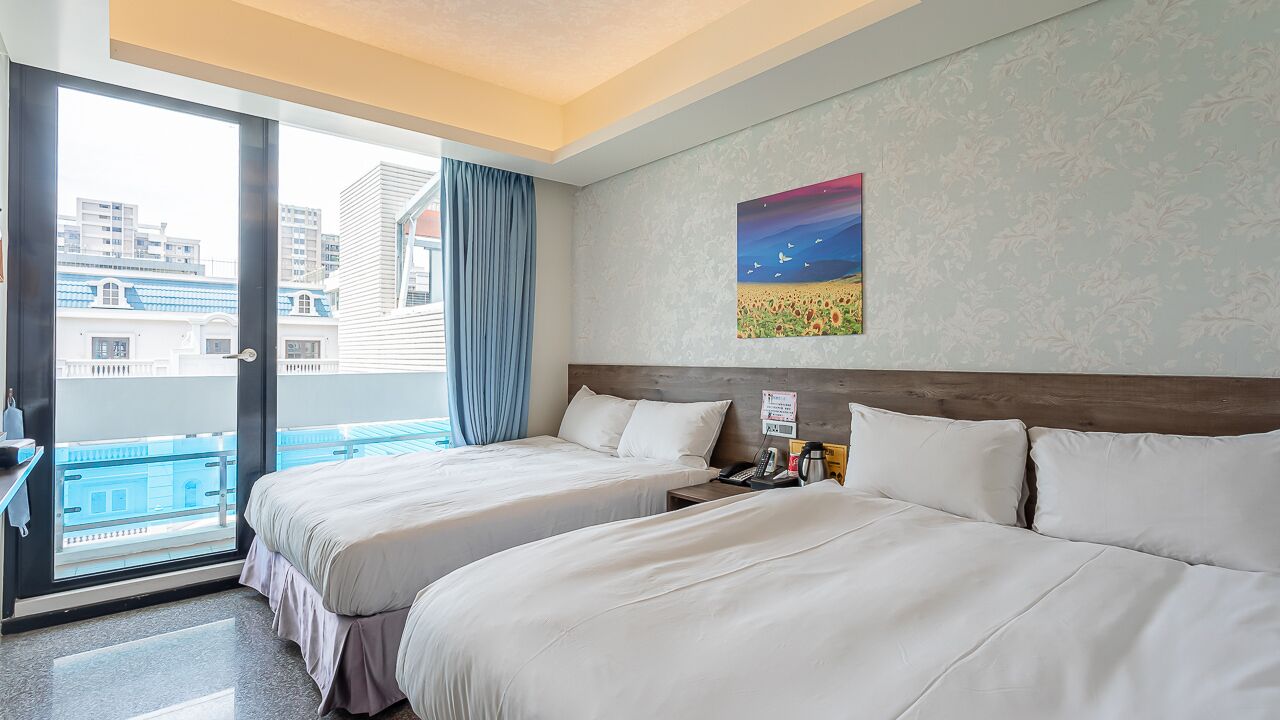 economy quadruple room, 2 double beds | premium bedding, blackout curtains, soundproofing, free wifi