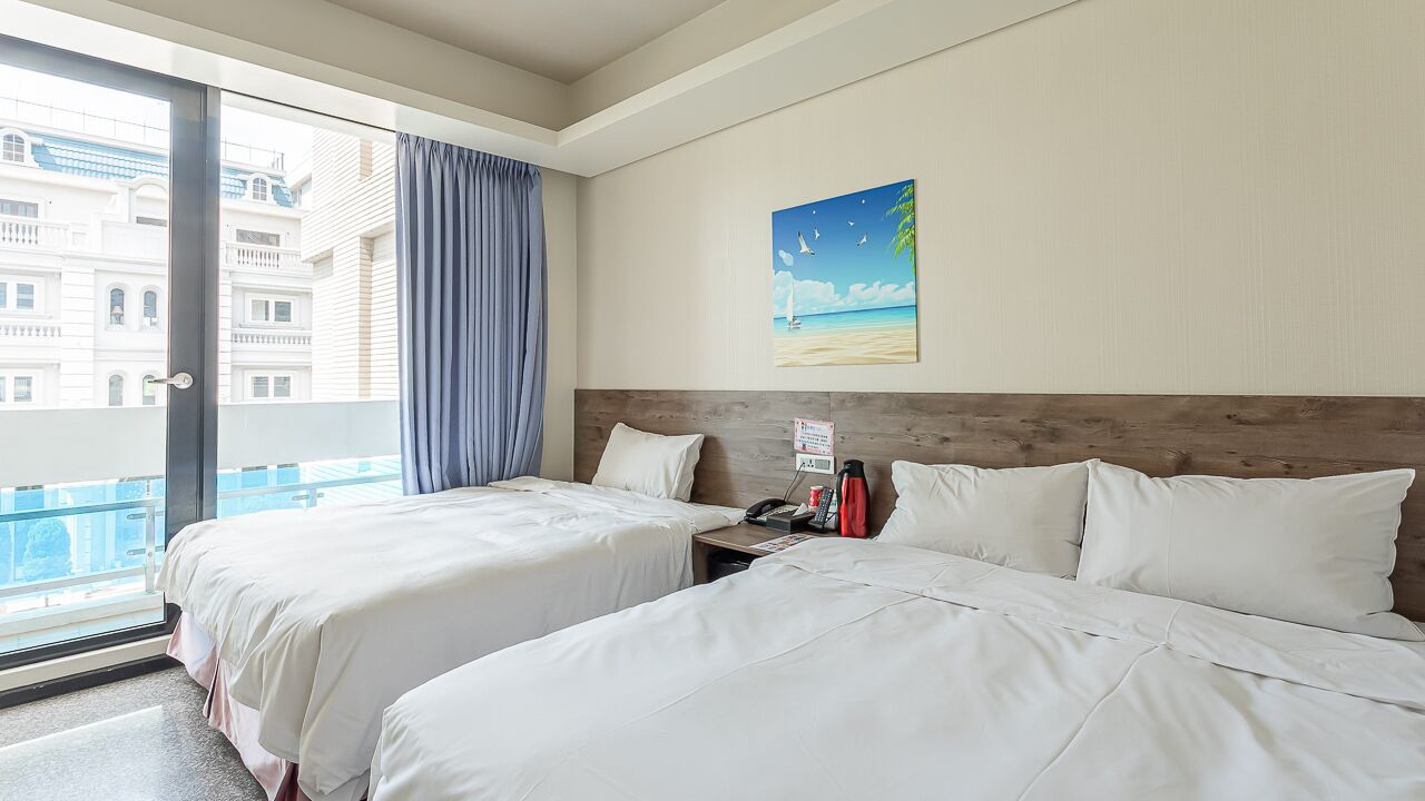 economy quadruple room, 2 double beds | premium bedding, blackout curtains, soundproofing, free wifi