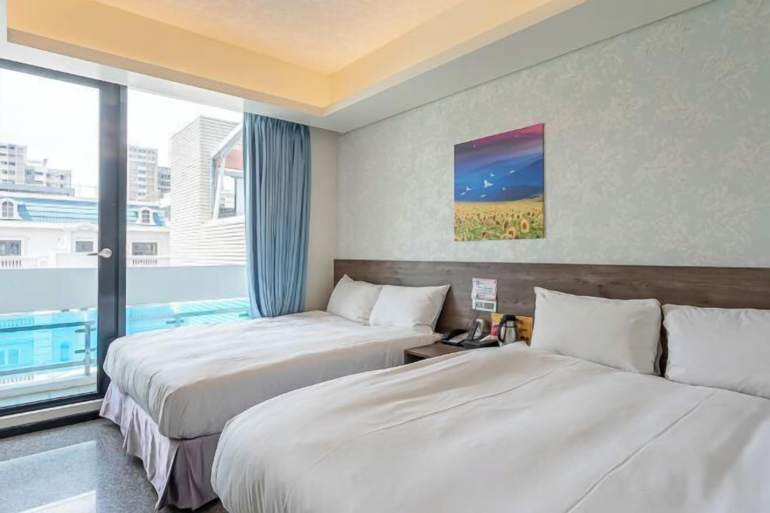 Premium bedding, blackout curtains, soundproofing, free WiFi