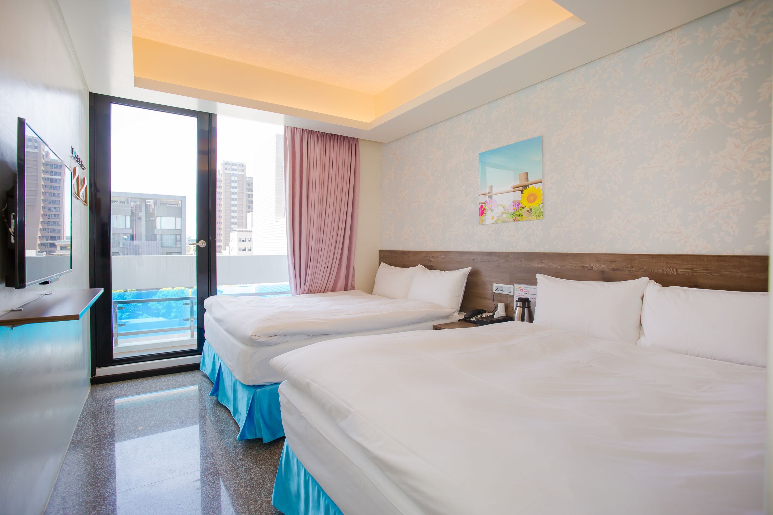 economy quadruple room, 2 double beds | premium bedding, blackout curtains, soundproofing, free wifi