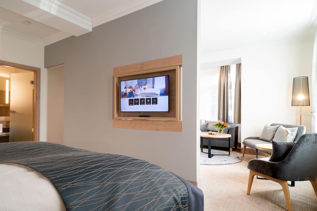 Suite de lujo, 1 habitación, sauna | Ropa de cama de alta calidad, edredón, camas con pillow-top y minibar