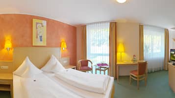 Desk, free cots/infant beds, free WiFi, bed sheets