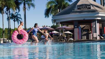 Indoor pool, outdoor pool, sun loungers