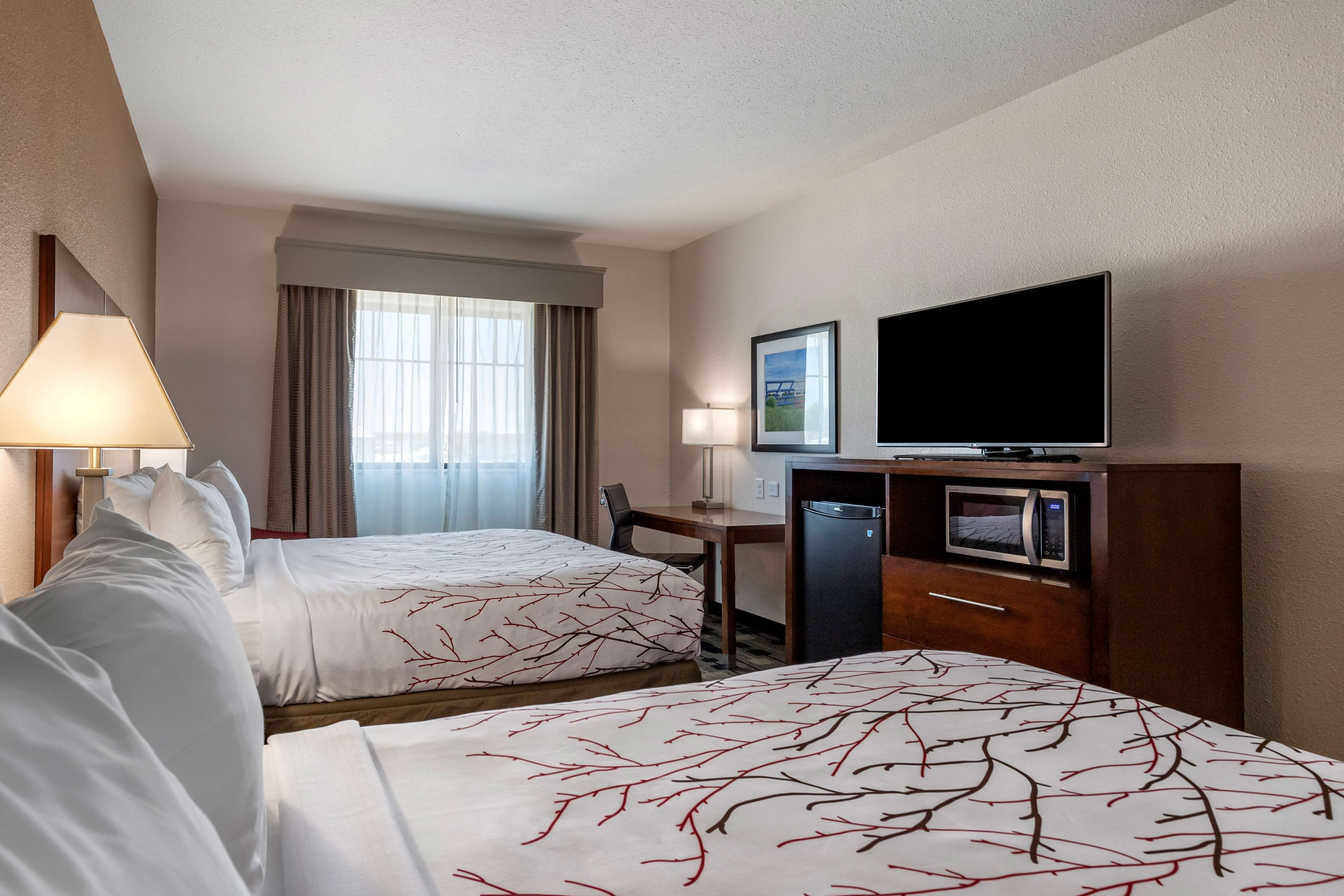 Pillowtop beds, desk, laptop workspace, iron/ironing board