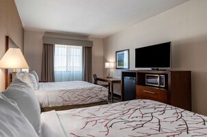 Pillowtop beds, desk, laptop workspace, iron/ironing board