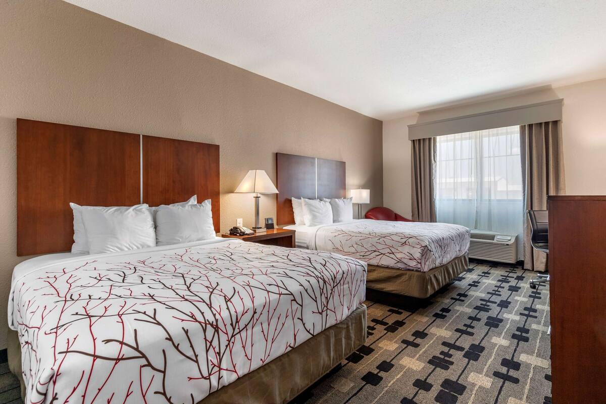 pillow-top beds, desk, laptop workspace, iron/ironing board