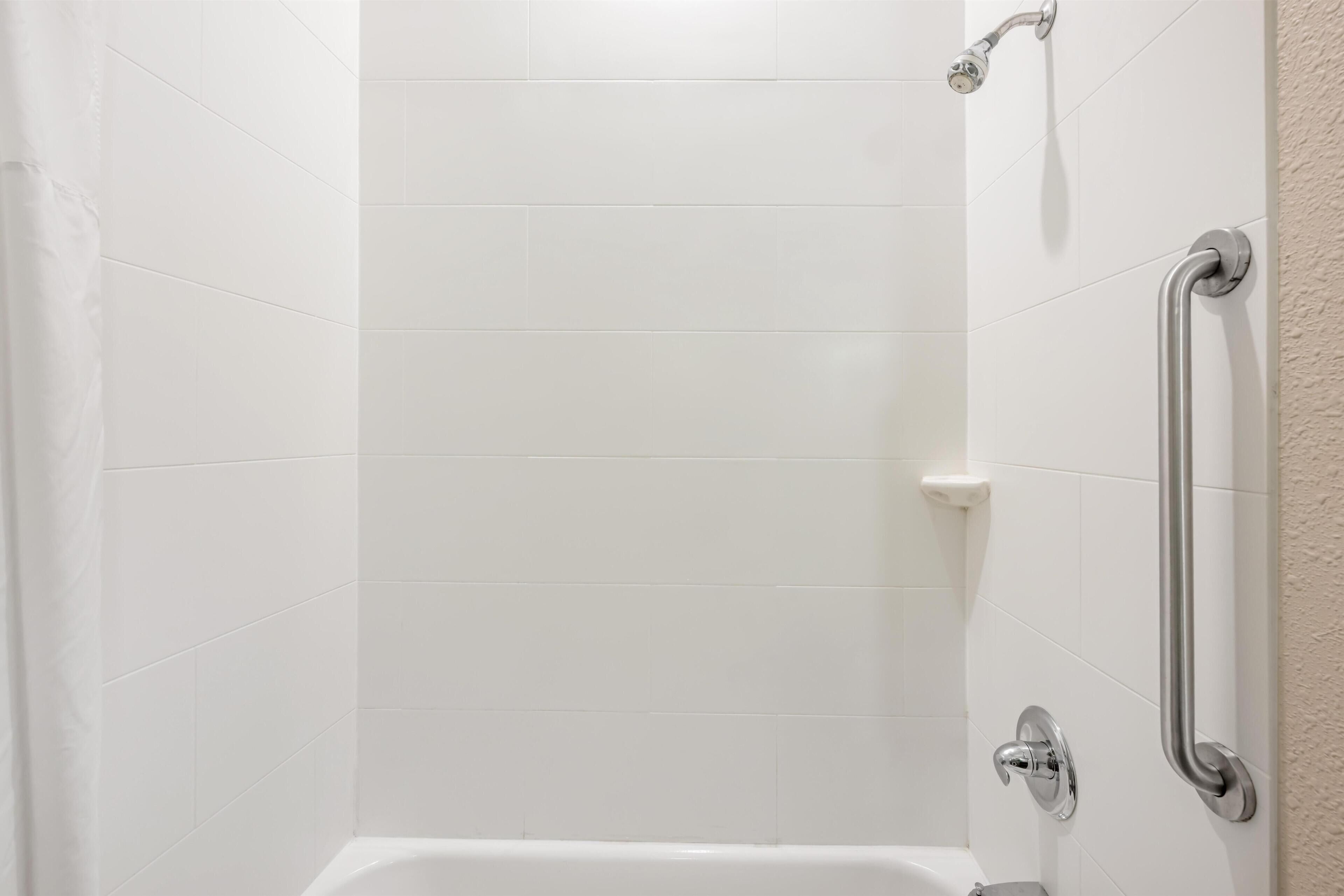 Standard Room, 2 Queen Beds, Non Smoking, Refrigerator & Microwave | Bathroom | Hair dryer, towels