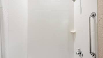 Standard Room, 2 Queen Beds, Non Smoking, Refrigerator & Microwave | Bathroom | Hair dryer, towels