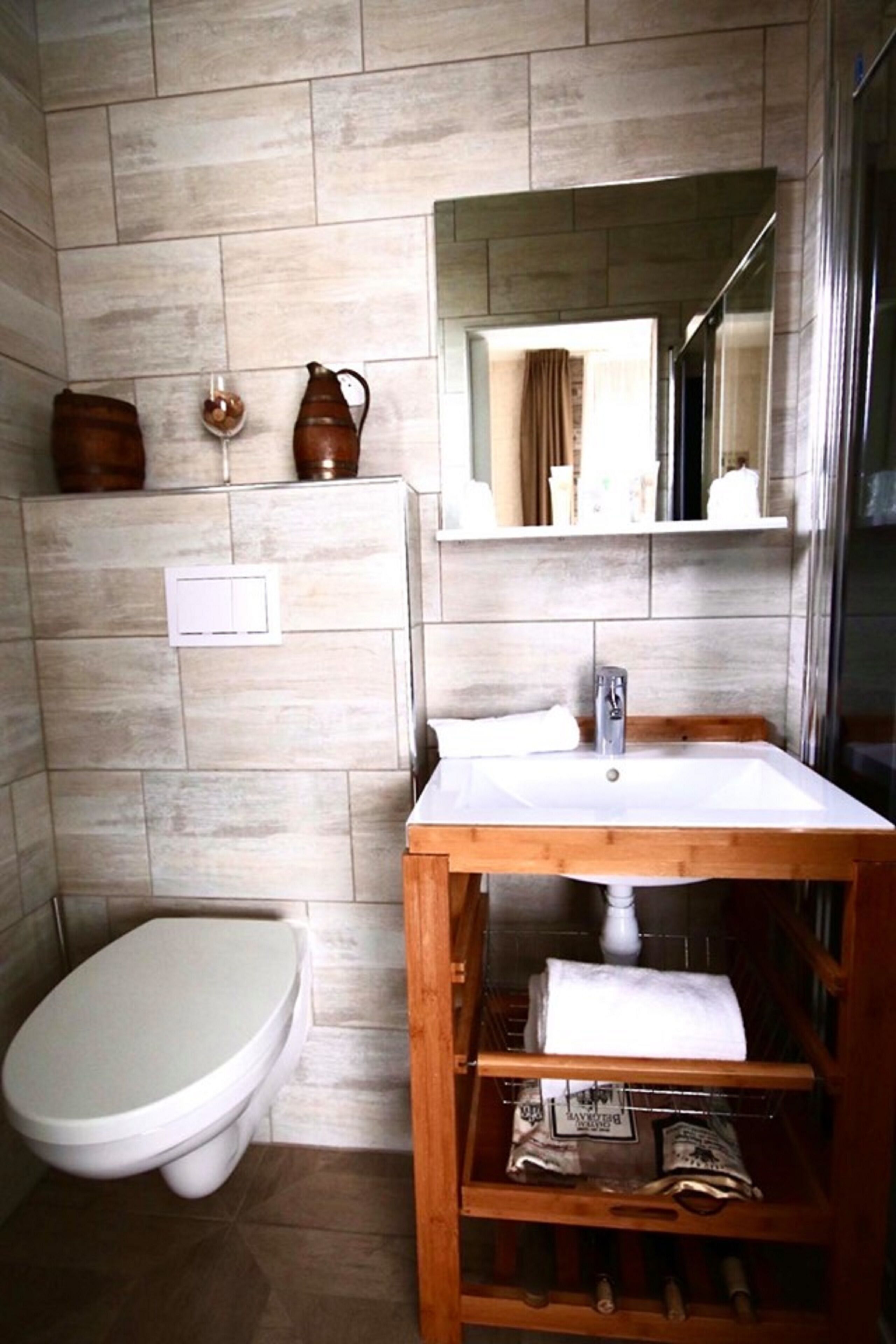 chambre double confort terrasse | bathroom | shower, rainfall showerhead, free toiletries, hair dryer