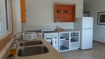 Apartment, 2 Queen Beds, Kitchen, Partial Ocean View | Private kitchen | Fridge, microwave, oven, stovetop