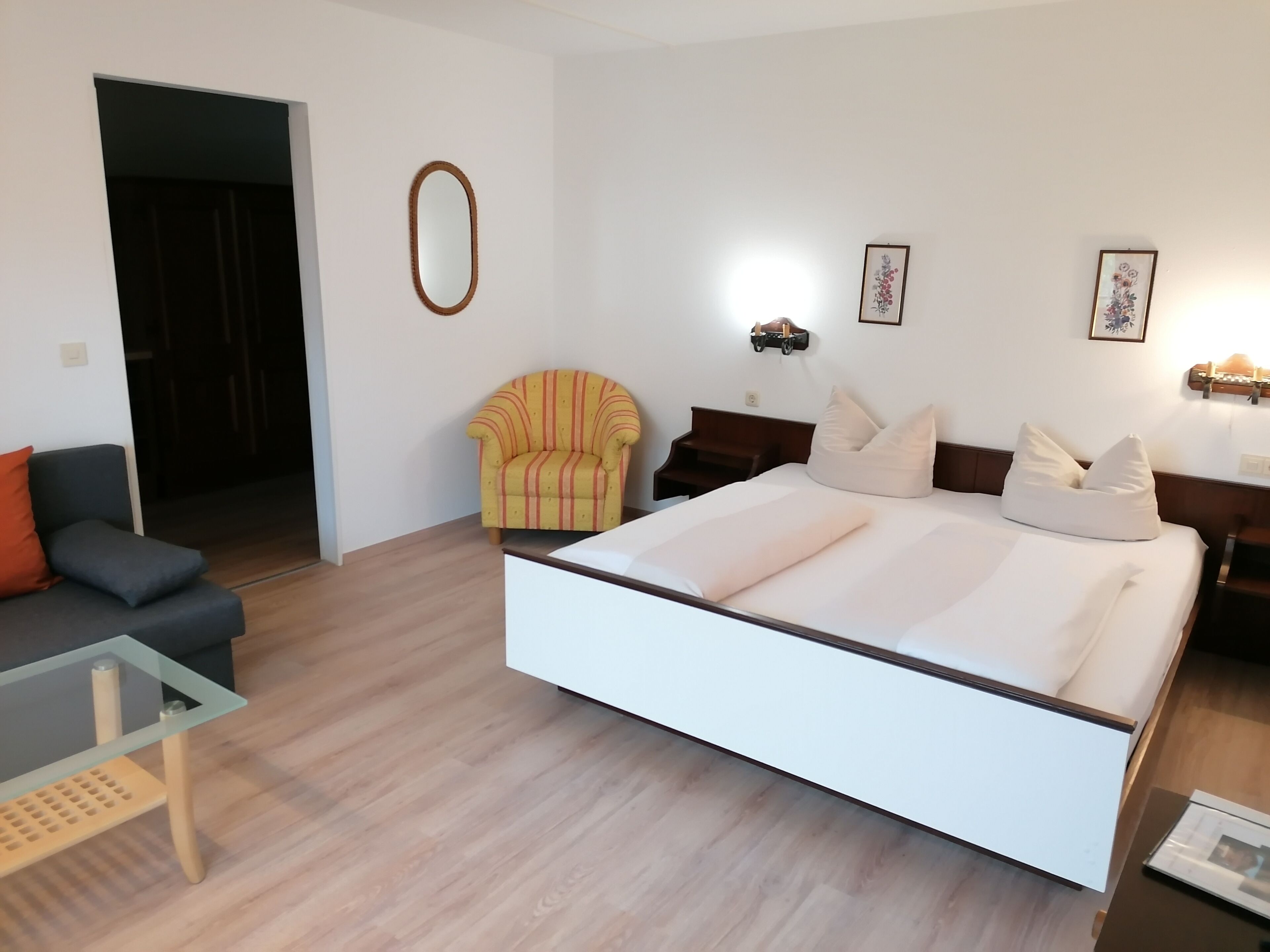 family triple room, 1 bedroom, balcony, garden area | in-room safe, bed sheets