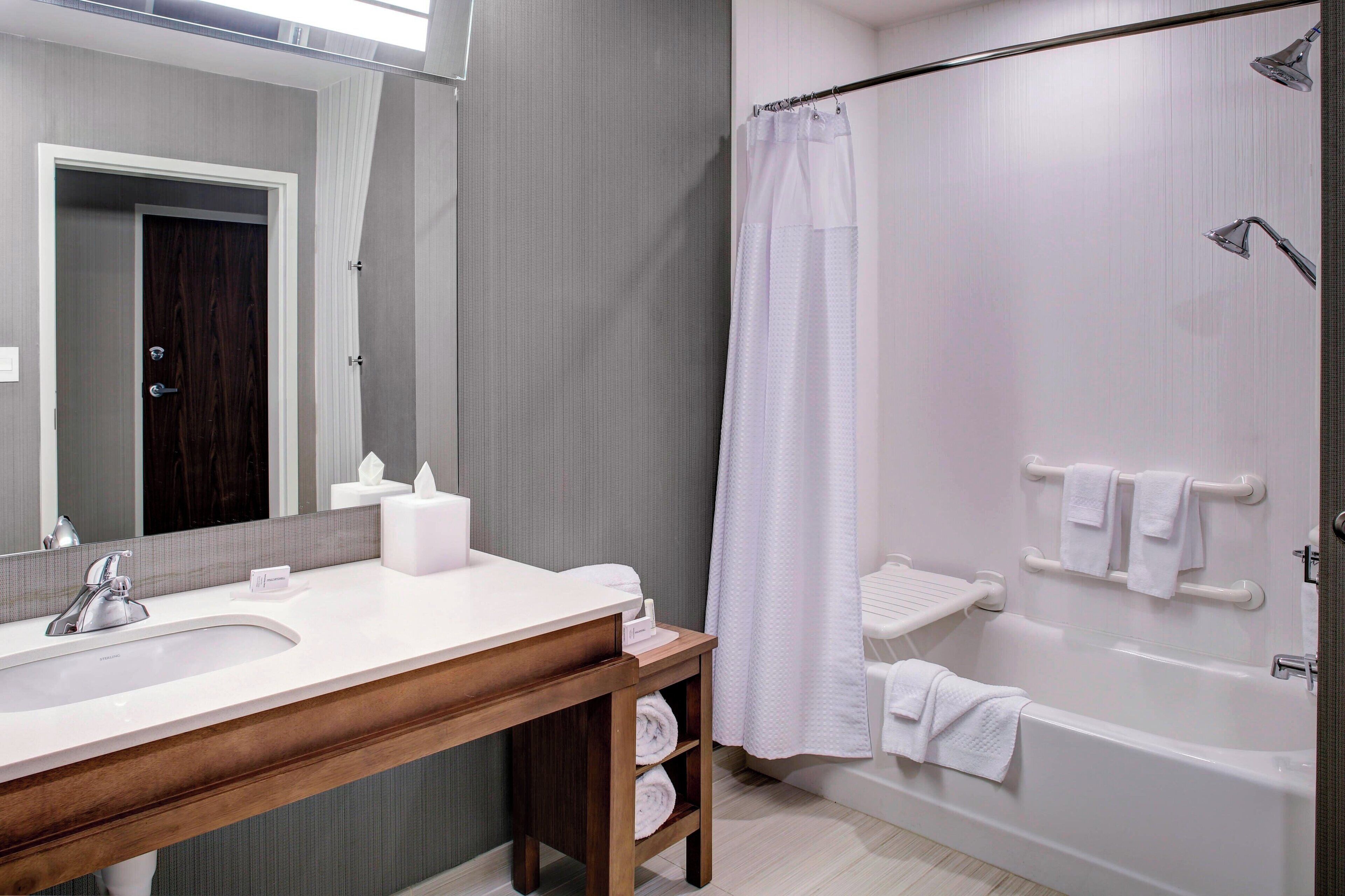 free toiletries, hair dryer, towels