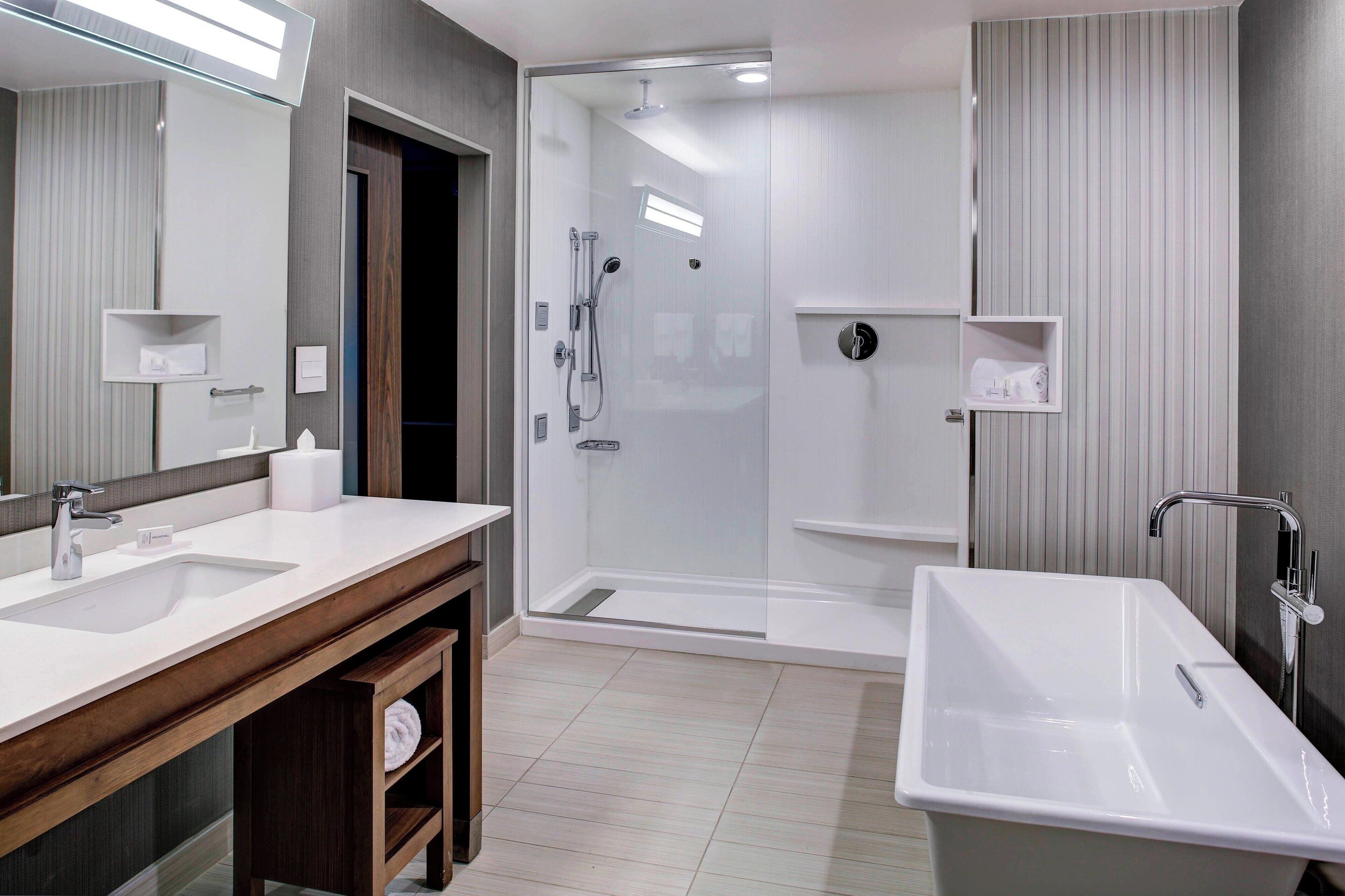 free toiletries, hair dryer, towels