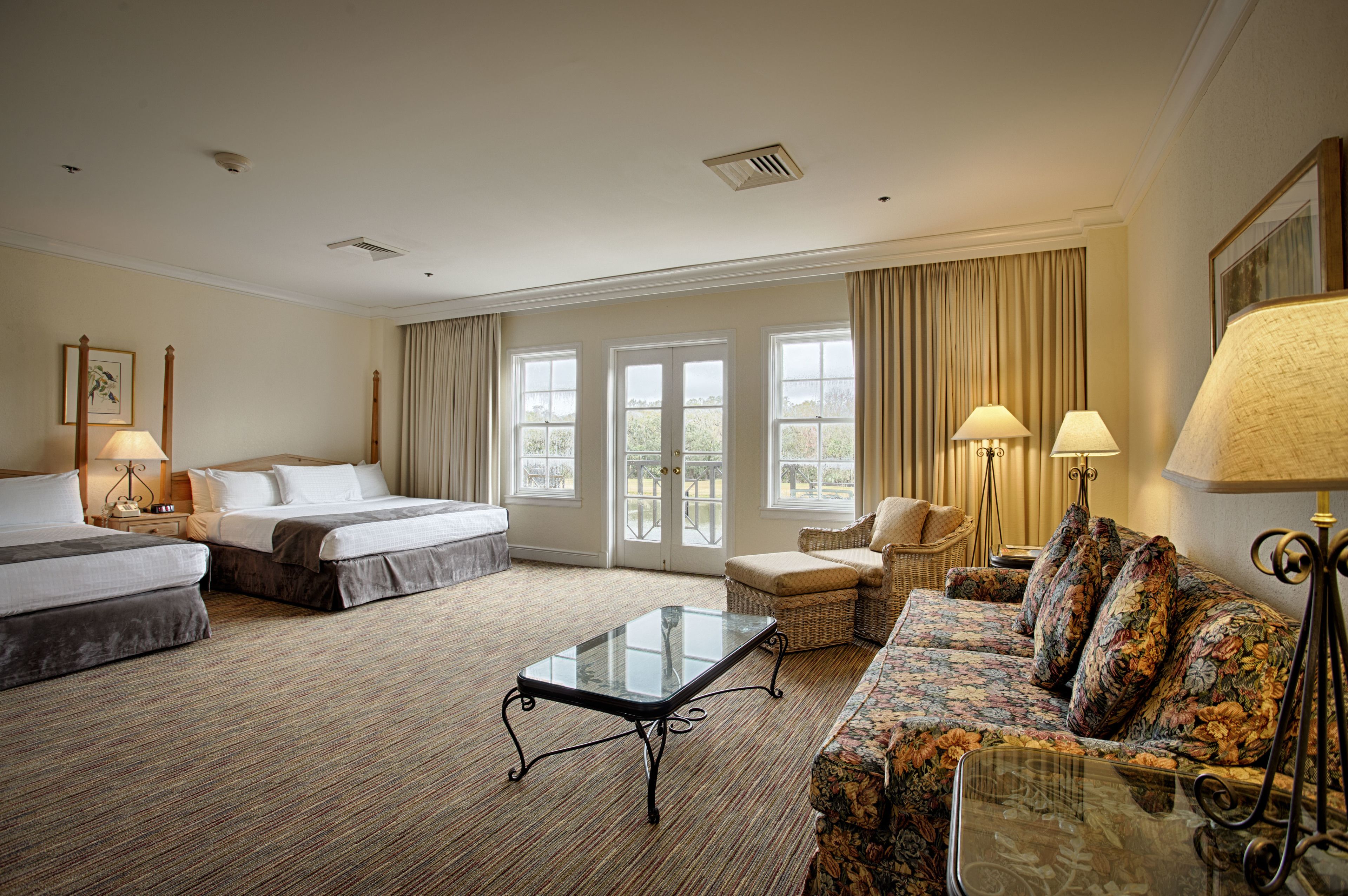 standard suite, 2 queen beds, golf view | individually furnished, iron/ironing board, bed sheets