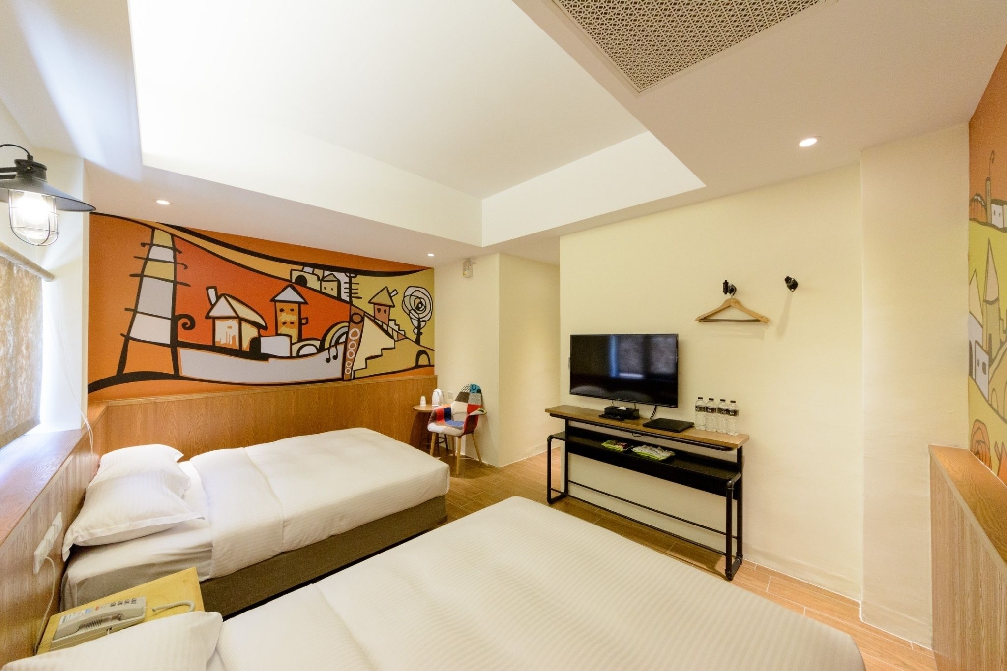 classic quadruple room | premium bedding, desk, laptop workspace, blackout curtains