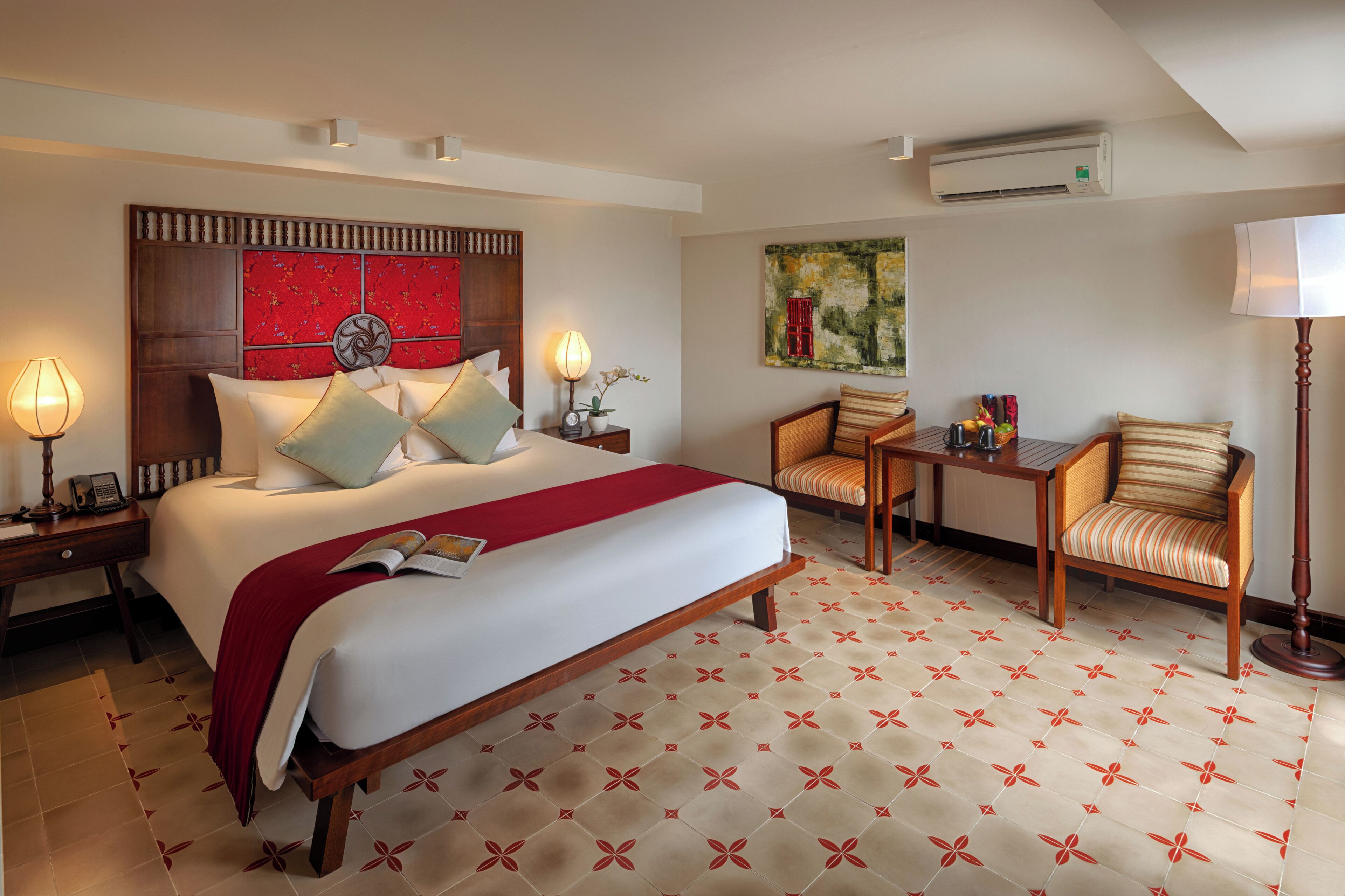 Deluxe Double Room, River View | Minibar, in-room safe, desk, blackout drapes