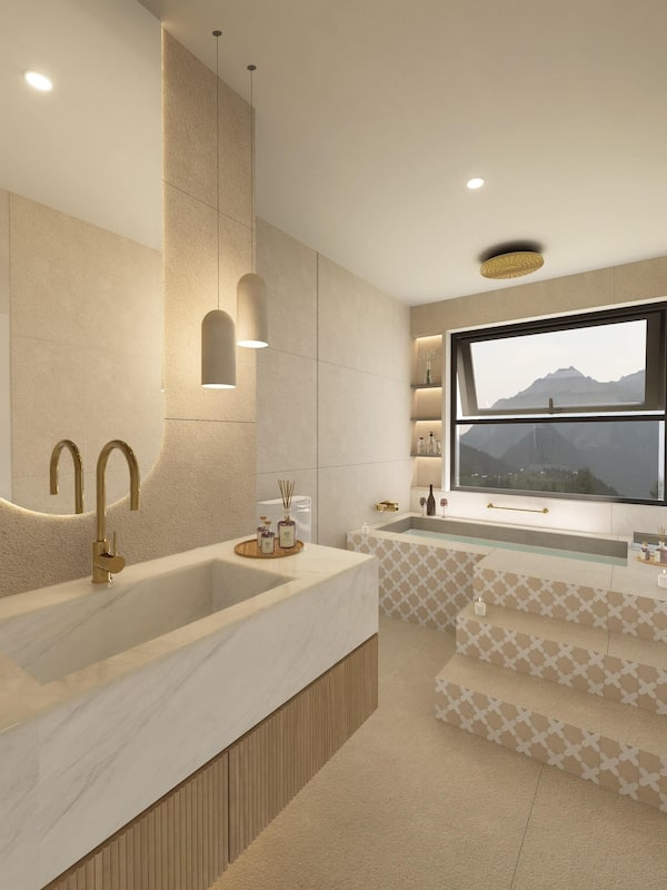 Suite, Balcony, Mountain View | Bathroom | Free toiletries, hair dryer, bathrobes, bidet