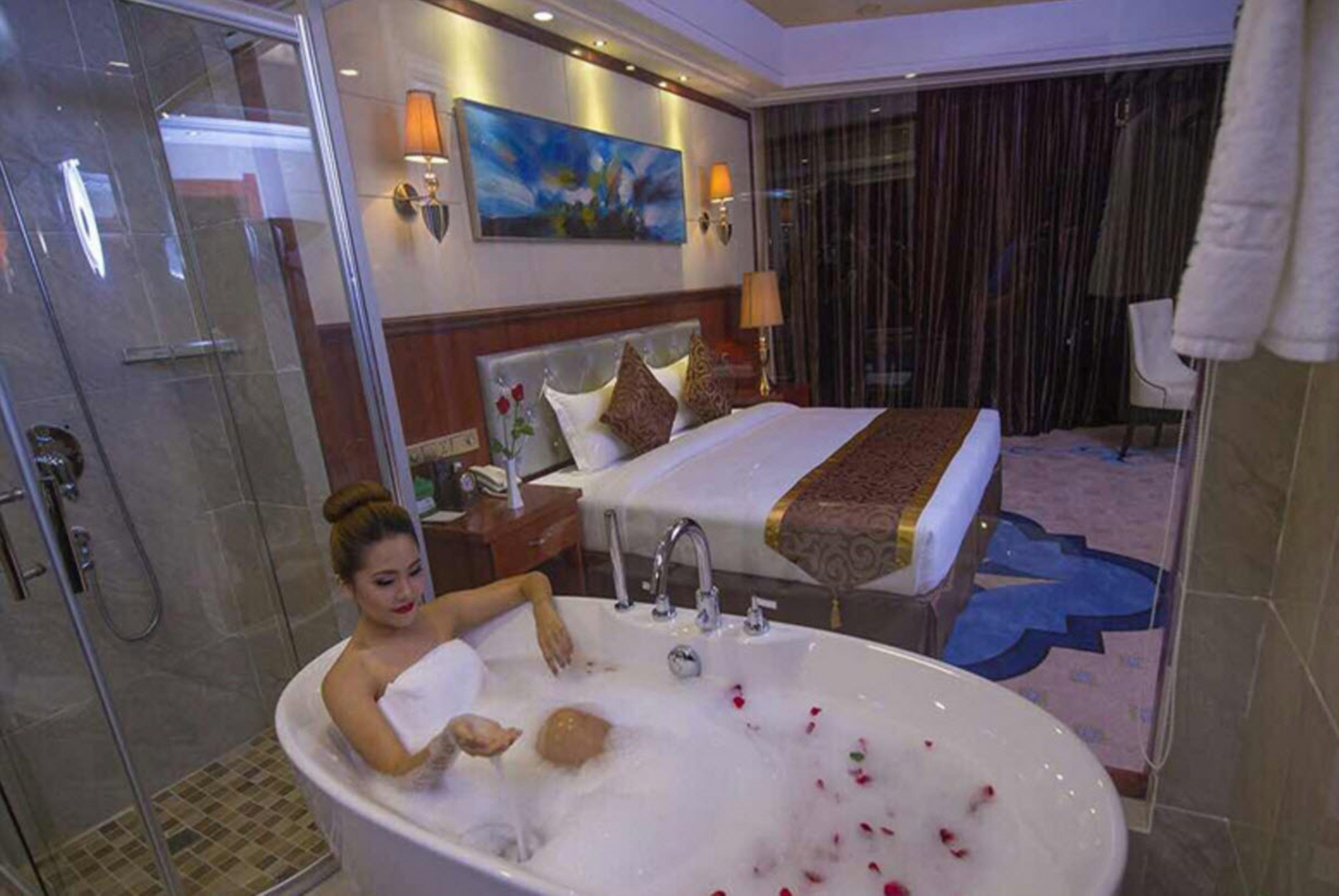 Free toiletries, hair dryer, slippers, towels