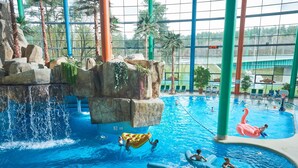 An indoor swimming pool with water features, including a waterfall and a rock formation. - SPA VILNIUS Druskininkai (Druskininkai)
