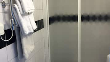 Small Twin Room | Bathroom | Hair dryer, towels, soap, shampoo