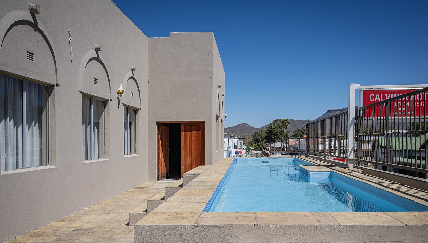 Outdoor pool, sun loungers