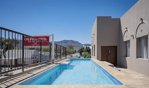 Outdoor pool, sun loungers